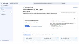 Die Übersichtsseite der Gemini Enterprise Agent Platform weist Vertex AI als Vorgänger aus und zeigt neben einem Python-Codebeispiel die empfohlenen Modelle für den Einstieg. (Bild: T. Joos)