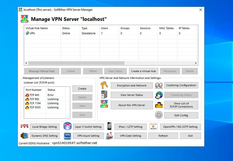 Verwalten von SoftEther-VPNs mit dem SoftEther VPN-Server-Manager. (Bild: Joos - SoftEther Project)