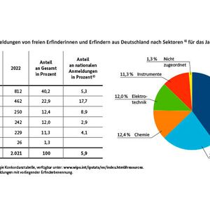 Betrachtet man die Anmeldungen nach Techniksektoren, liegt der „Maschinenbau“ mit 812 Anmeldungen an der Spitze. (Bild:  DPMA)