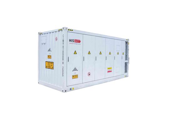 Integrierte Energiespeicher- und EMS-Lösungen: "Hisbatt"-Batterieschrank als Containerlösung.(Bild:  HIS Renewables)