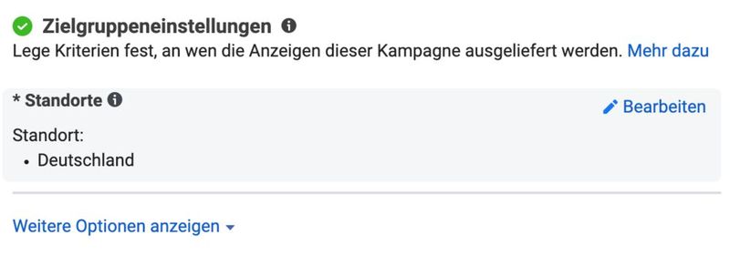 Wichtiger Anhaltspunkt: Legen Sie in den Zielgrupppeneinstellungen die Standorte für die Auslieferung der Kampagne fest.  (Bild: Meta Werbeanzeigenmanager)