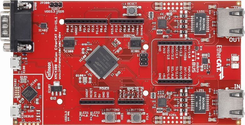 EtherCAT-Board: Der XMC4300 von Infineon ist der erste Mikrocontroller mit integrierter EtherCAT IP. (Infineon)