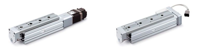 Elektrische Antriebe der LESYH-Serie von SMC (links: AC-Servomotor, rechts: Schrittmotor). (Bild: SMC)