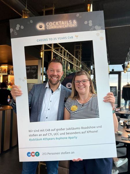 Bester Laune: Rene Hittmeyer (ALSO) und Anna Schleifer-Chakhchoukh (C4B) (Bild: C4B)