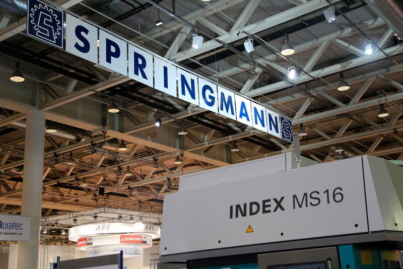 Springmann SA, un stand vaste contenant notamment les machines Index. (JR Gonthier)