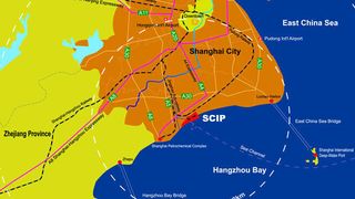 Lage des Shanghai Chemical Industry Park (SCIP), in dem Evonik den ersten Spatenstich für die neue Produktionsanlage für Spezialsilikone gefeiert hat. (Bild: SCIP)