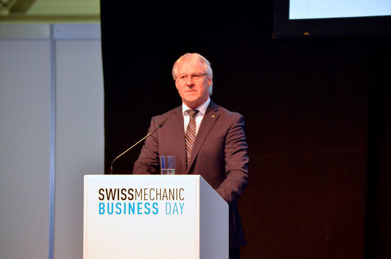 Gastgeber Swissmechanic Präsident Roland Göethe will den KMU mit dem Business Day den Einstieg in die Digitalisierung vereinfachen. (Sergio Caré / VBM)