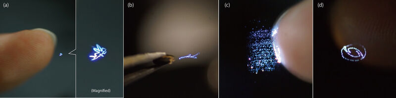 Interagierbar: Das dargestellte Hologramm kann in verschiedener Weise auf Berührungen reagieren. (Bild: Yoichi Ochiai / University of Tsukuba)