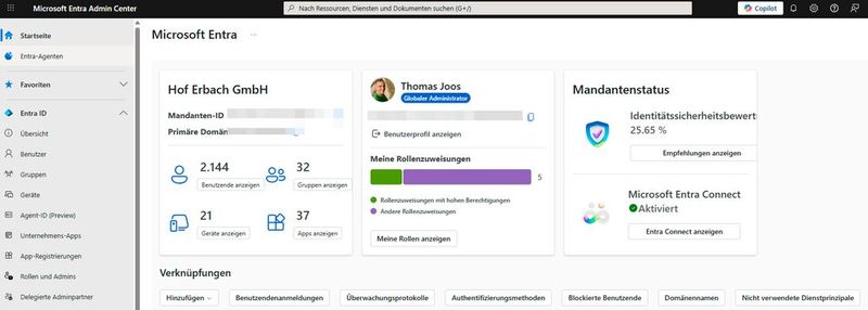 Die Standardeinstellungen für mandantenübergreifenden Zugriff definieren globale Richtlinien für eingehenden und ausgehenden Datenverkehr zwischen externen Tenants. (Bild: Joos)