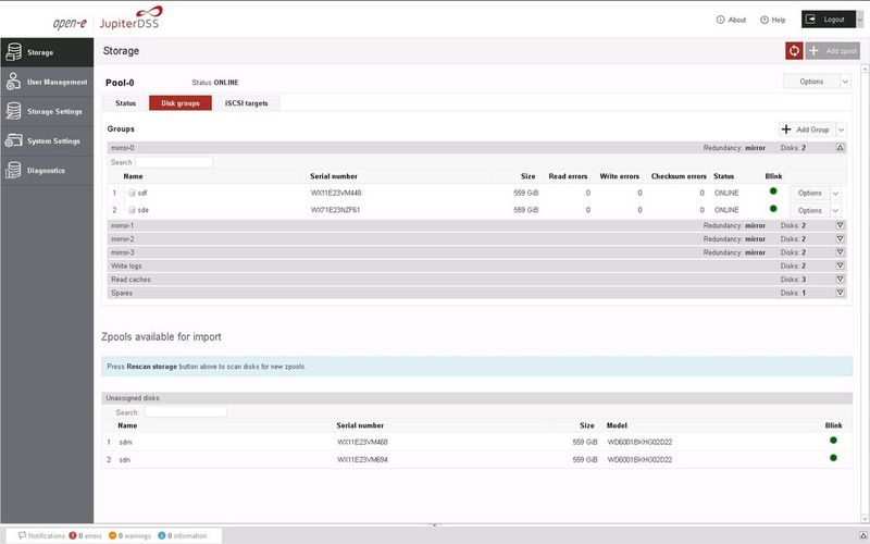 ...die Laufwerks-Gruppen... (Bild: Open-E)