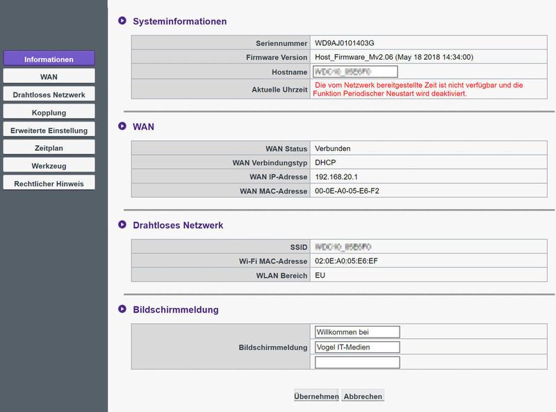 Über die Konfigurationsoberfläche kann auch eine individuelle Willkommensbotschaft festgelegt werden. (Vogel IT-Medien)