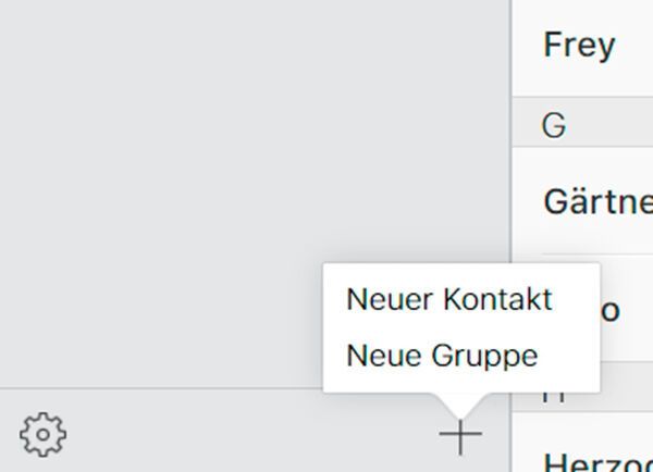 Erstellen von neuen Kontakten und neuen Gruppen auf iCloud.com. (Joos)