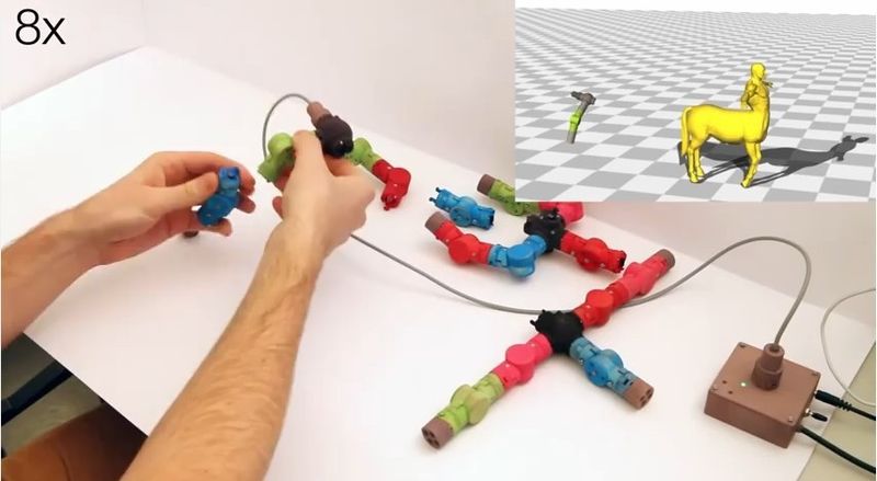 Der wandelbare Joystick lässt sich in jeder Form zusammenbauen und erlaubt so, beliebig geformte Animationsfiguren zu bewegen. (youtube/screenshots)
