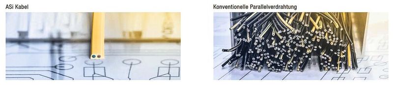 ASi Profilkabel vs. konventionelle Parallelverdrahtung (Bild: Bihl+Wiedemann)