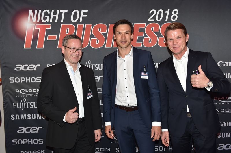 (v. l.) Carsten Dreißig, Andreas Ruhland, ALSO, und Jörg Schmidt, Toshiba. (Bild: Hannes Magerstädt)