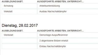 Das Berichtsheft lässt sich jetzt direkt am Rechner führen. (»autoFACHMANN«)