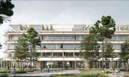 Das «Centre for Students and Entrepreneurs»- kurz: HIC(Bild:  Visualisierungen von Buchner Bründler Architekten / Filippo Bolognese Images.)