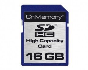 Die SDHC-Speicherkarte bietet Platz für 16 Gigabyte Daten. (Bild: Cnmemory)
