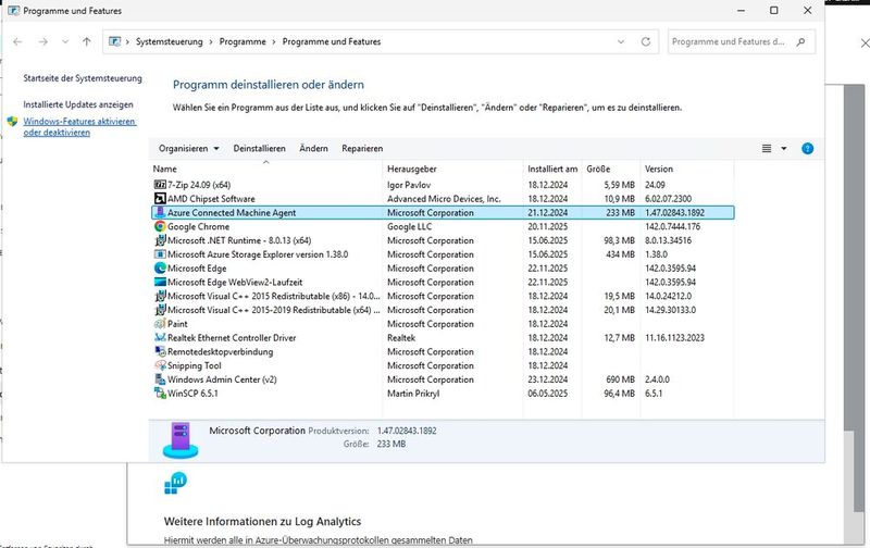 Der installierte Azure Connected Machine Agent stellt die technische Grundlage für die Anbindung und Steuerung lokaler Server dar. (Bild: Joos | Microsoft)