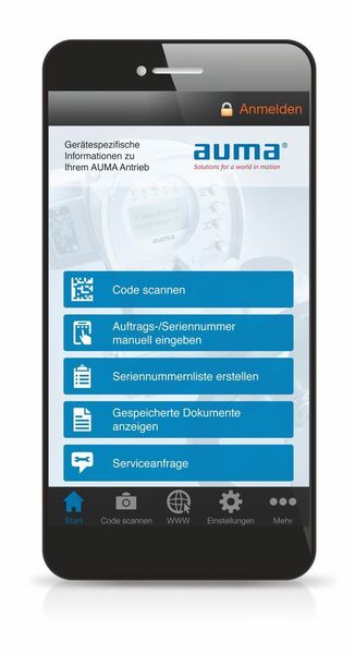 Mit der Auma Support App lassen sich mobil alle Auma Produkte und entsprechende Support einsehen. (Auma)