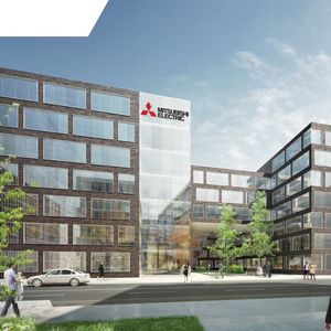 Entwurf des neuen Bürogebäudes von Mitsubishi Electric in Ratingen.