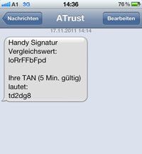 Schritt 5: Sie erhalten eine SMS mit dem Handy-Signatur Vergleichswert und einer TAN. (Quelle: Digitales Österreich)