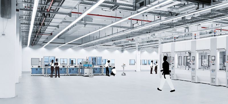 Blick in die Technologiefabrik von Festo in Scharnhausen: Due Lernfabrik (Bild: Festo)
