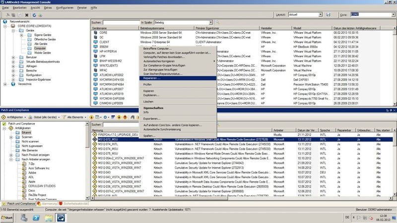 Patches können zur automatischen Reparatur für alle betroffenen Computer freigegeben werden, ... (Bild: LANDesk)