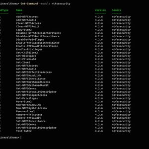 Mit dem Modul „NtfsSecurity“ lassen sich Berechtigungen für Verzeichnisse erstellen.(Bild:  Joos – Microsoft)