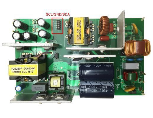 Bild 5: Das Entwicklungsboard für digitale PFC- und LLC-Controller hat einen integrierten I2C/USB-Adapter zum Anschluss an den PC. Über die mitgelieferte GUI-Software können das Design im Betrieb optimiert und die Leistungsparameter in Echtzeit ausgelesen werden.  (Bild: MPS)
