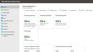 Im Admin-Center können Verantwortliche Informationen zu allen via Intune angebundenen Geräten in einem Dashboard anzeigen. (Bild: Joos - Microsoft)