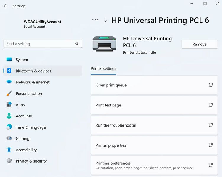 Der HP Universal Print Driver erscheint bei den installierten Druckern in Windows 10/11 oder auch auf RDP-Servern. (Bild: Joos - HP)