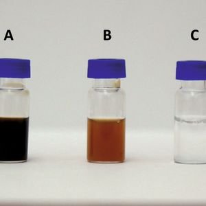 Abb.1: Urinproben, behandelt mit unterschiedlichen Beta-Glucuronidase-Enzymen: Helix-Pomatia (a), Albalone (b) und rekombinantes Protein (c). Das von Oscar G. Cabrices und Kollegen gewählte Enzym (c) ermöglichte die Injektion der Proben gemäß der „Prep-and-Shoot“-Vorgabe, ohne sie unmittelbar vorher noch einmal zentrifugieren zu müssen.