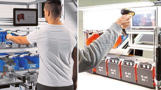 Assistenzsysteme wie Setago-Pick-to-Light, Poka Yoke und Schlauer Klaus leiten den Werker anhand visueller Hinweise durch die Montage und dienen der Qualitätssicherung. (RK Rose+Krieger)