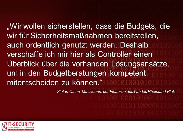 Stefan Quirin, Ministerium der Finanzen des Landes Rheinland-Pfalz, zur IT-Security Conference 2016. #itseccon (Collage: AMATHIEU - Fotolia.com)
