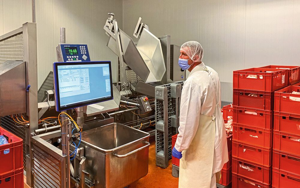 Edelstahlterminal in der Fleischproduktion