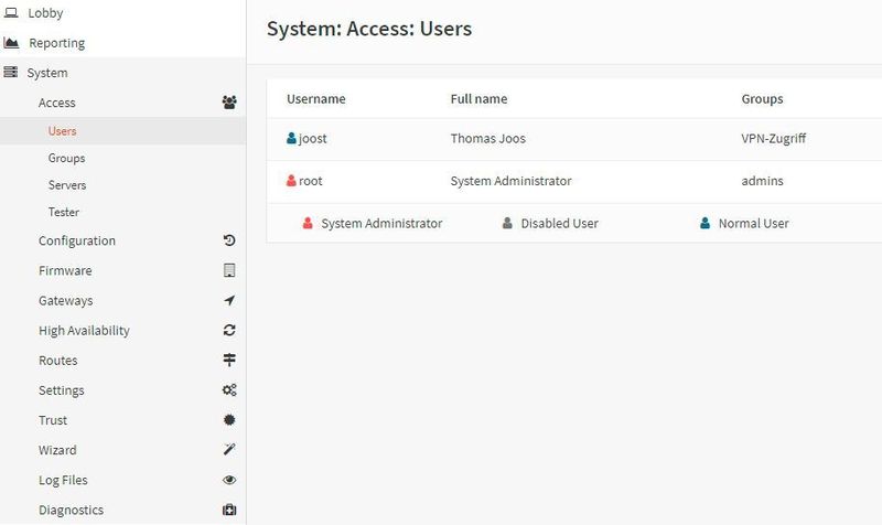OPNsense verfügt über eine interne Benutzer- und Gruppenverwaltung, die auch mit OpenVPN zusammenarbeitet. Dadurch lassen sich Einwahlrechte schnell und einfach definieren. (Joos)