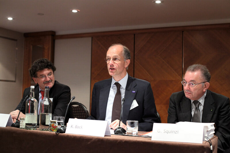 Sustainability vs. carbon dependence — highlight topic at the annual CEFIC meeting in London. From left: Hubert Mandery (Cefic Director General); Dr Kurt Bock (new Cefic president, and BASF Chairman); Georgio Squinzi (Cefic outgoing President, Confindustria President and Chief Executive of the Mapei Group) (Pictures: PROCESS)