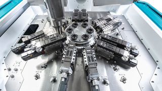 Der Mehrspindler Index MS24-6 ist gegenüber dem Vorgänger MS22-6 kompakter gebaut und lässt dennoch einen mit 24 Millimeter etwas größeren Stangendurchmesser zu. (Bild: Index)