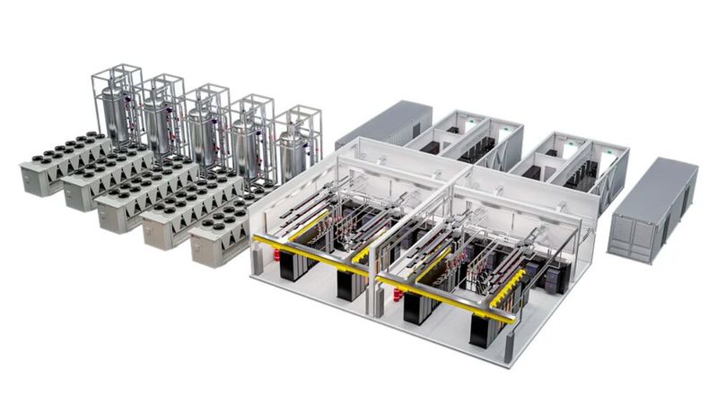 „Megamod HDX“ von Vertiv bietet eine Leistung von bis zu 10 MW und unterstützt Rack-Dichten von 50 kW bis über 100 kW pro Rack.(Bild:  Veriv)