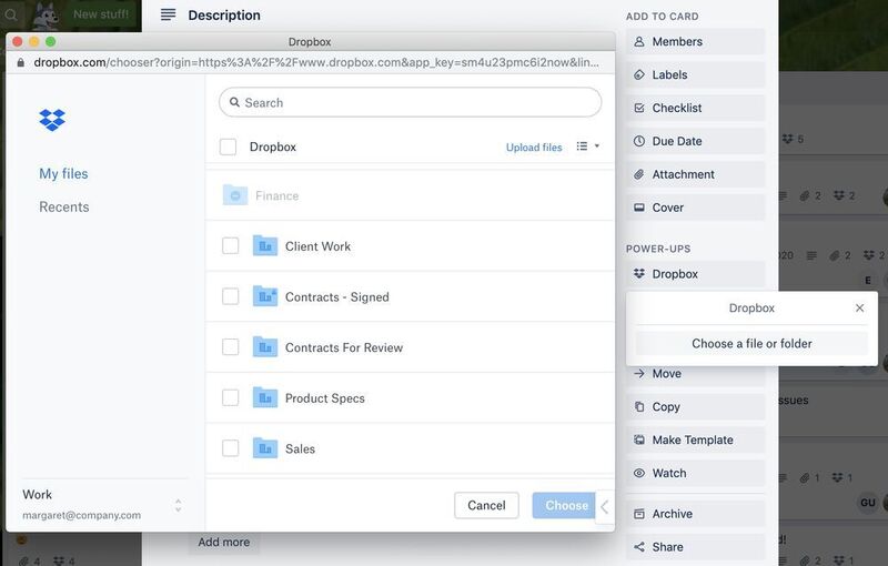 Dropbox-Inhalte lassen sich dank neuer Integrationen direkt in Trello-Karten einbinden. (Dropbox / Atlassian)