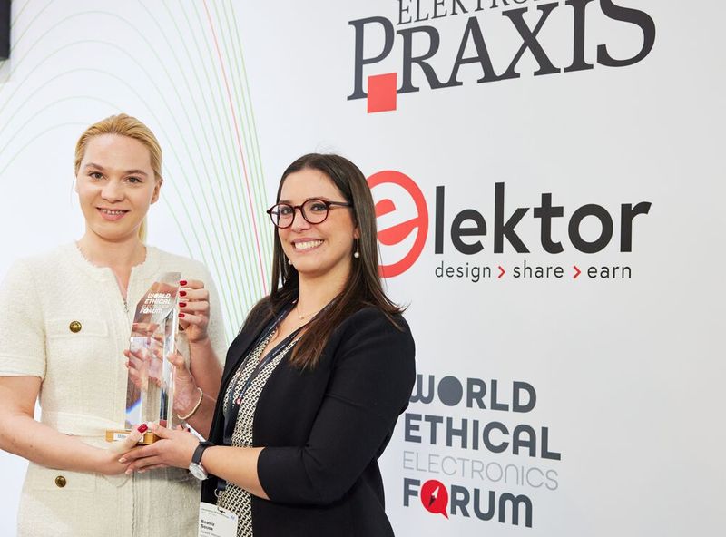 Milda Pladaitė, Institution of Civil Engineers, erhält WEEF-Award Beatriz Sousa, Elektor (Bild: Messe München GmbH)