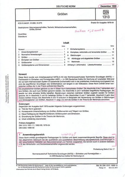Wichtiger Absatz aus der DIN 1313 vom Dezember 1998. (Bild: Borkowski)