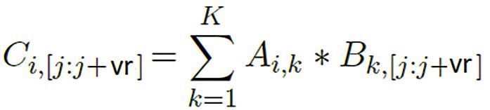 Formel 1: Die Gleichung für die Matrizen-Multiplikation unter Anwendung der SVE-Vektorbefehle.