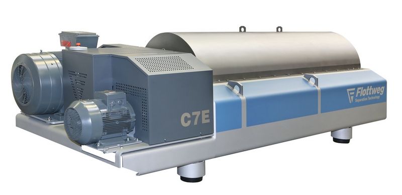 Flottweg's new C7E decanter centrifuge has been specially developed to fulfil the strict requirements of wastewater treatment.  (Picture: Flottweg)