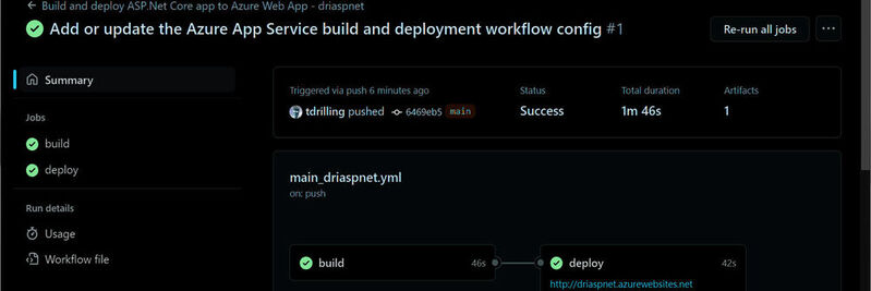 Der Build- und Bereitstellungsprozess in GitHub.