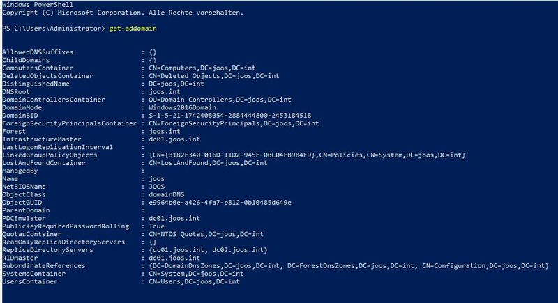 In der PowerShell lassen sich umfassende Informationen zu Domänencontrollern abrufen. (Bild: Microsoft / Joos)