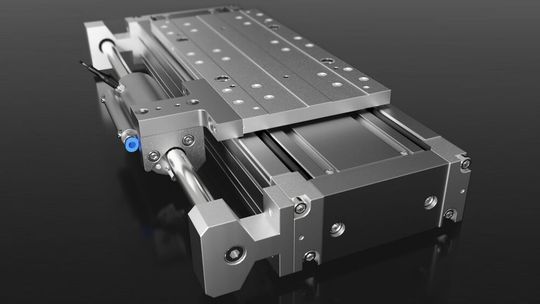 IEF-Werner bietet für einige Lineareinheiten eine zusätzliche pneumatische Feststellbremse, die einen sicheren Halt garantieren soll.(Bild:  IEF Werner)