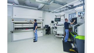 Der Hänel-Rotomat-Lagerlift ist das platzsparende und zentrale Werkzeuglager für die gesamte Abteilung. (Marks GmbH)