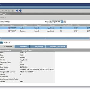 SVSP weist eine angenehme und aufgeräumte Verwaltungsoberfläche auf. Die Basisobjekte wie Speicherpools, Strip Sets, Hosts, HBA werden unter den Entities gruppiert.
